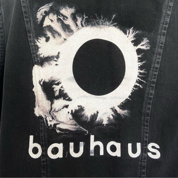 VINTAGE LIMITED EDITION: BAUHAUS (BAND) Cropped Denim Moto Jacket - Picture 3 of 6